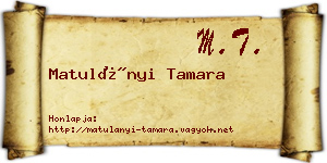 Matulányi Tamara névjegykártya